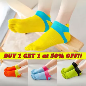 Womens Cotton Toe Socks Pure Sports Five Finger Socks Breathable 1 Pairs - Picture 1 of 18