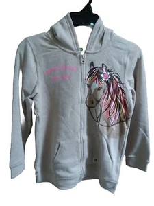 NEW John Deere Horse Hoodie Zip Sweatshirt Girls Size 4 - Picture 1 of 4