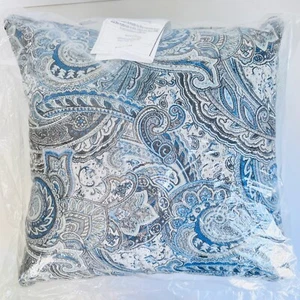 Throw Pillow, 16 x 16 in Blue Paisley Pattern - Picture 1 of 3