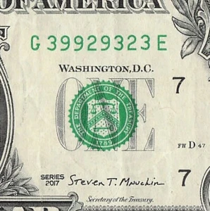 Trinary 2s 3s 9s Fancy Serial Number One Dollar Bill G39929323E - Picture 1 of 11