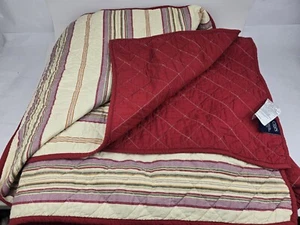 VTG Ralph Lauren CHAPS Queen Blanket Red Striped 92x96 - GOOD CONDITION - Picture 1 of 9