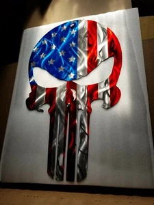 punisher skull metal wall decor American flag indoor outdoor plasma cut design - Picture 1 of 3