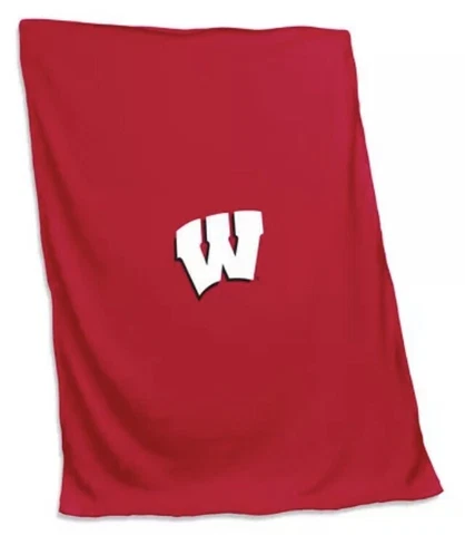 LOGO Inc. University of Wisconsin Badgers Sweatshirt Blanket 54x84" Red IN BAG Cover