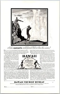PRINT AD 1928 Hawaii Tourist Bureau World Famed Hole in One Golf 6.75 x 10 - Picture 1 of 3