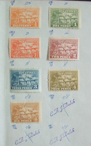 NEW GUINEA 1925 Sg125-30 part set mint MH on old approval sheet - high Cat Val Cover