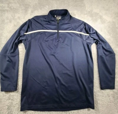 Adidas Hombre Grande Azul Con Rayas Blancas Climawarm 1/4 Cremallera Foto 1 de 4