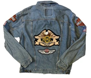 Vintage Levi's Harley Davidson Denim Jacket Size Large 70507-0389 Made in USA - Picture 1 of 9