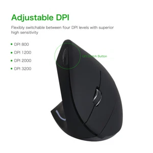 2.4G Wireless Vertical Mouse USB Ergonomic Optical Mouse 1600 DPI For Mac Laptop - Picture 1 of 12