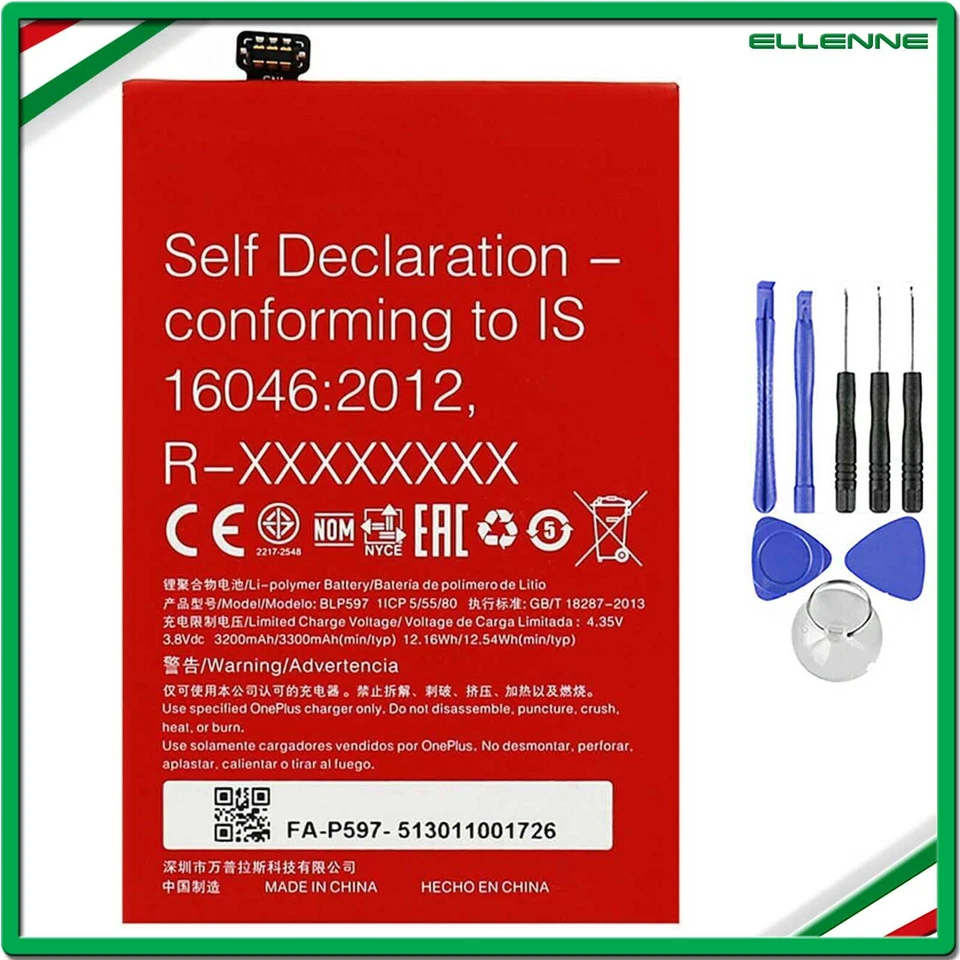 ✅BATTERIA PER ONEPLUS 1+ BLP597 PER ONE PLUS 2 3300MAH RICAMBIO +SET CACCIAVITI✅ - Immagine 1 di 4