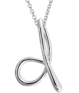 New 925 Sterling Silver "D" Script INITIAL PENDANT Charm with 16" SILVER Chain - Picture 1 of 3