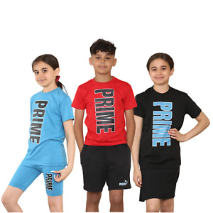 Unisex Kids Boys Girls PRIME Drink T-Shirt Hydration Novelty Short Sleeve Top