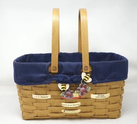 Longaberger 2002 Medium Market Basket Blue Liner Proud to be American Cover