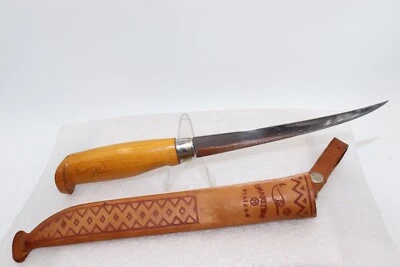 Vintage Rapala J. Marttiini Finland 6” Fish Filet Knife with Leather Sheath - Image 1 of 4