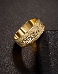 Anillos de Titanium En Oro 14k Sortijas Para Hombre Joyeria Fina Anel Aros - Picture 1 of 8