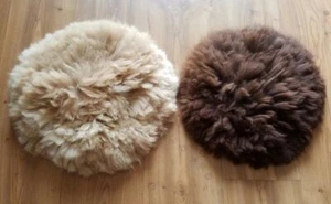 Cuddly ALPACA FUR Pillow Round,diameter 13.75 Inches, Color: beige, brown - Picture 1 of 4