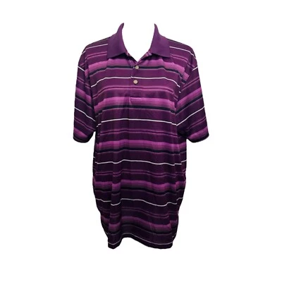 Мужская рубашка-поло XL Grand Slam фиолетовая в полоску с коротким рукавом спортивная для гольфа - Изображение 1 из 4