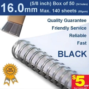 16mm (5/8") Twin Loop Binding Wire 34 Loop Black (PK 50) - Photo 1 sur 2