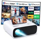 Native 1080P 12000 Lumen Video Projector,  Projector with Wifi and white