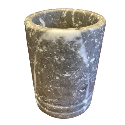 Puerta delantera mármol baño accesorio vaso taza cepillo soporte gris blanco Foto 1 de 4