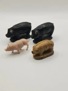Miniature Rubber Pigs 1 Plastic Black In Color Vintage B56 - Picture 1 of 15