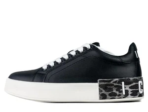 ICON IC05204SD Sneakers Donna Nera Leopardata Invernale in Pelle Scarpe Casual - Picture 1 of 5