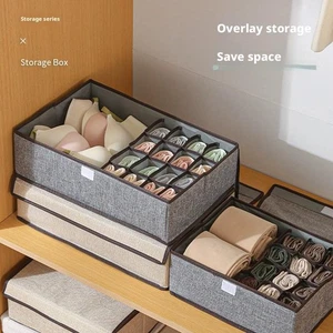 Underwear Storage Box Foldable Fabric Organizing Bins Compartments; with K2J8 - Picture 1 of 13
