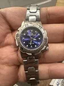 Working Freestyle 28mm Blue Dial Diver Ladies Quartz Watch New Battery Steel - Picture 1 of 7