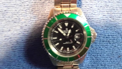 Croton Aquamatic M's Watch 43mm Black Dial W/ Green Rotating Bezel - Image 1 of 4