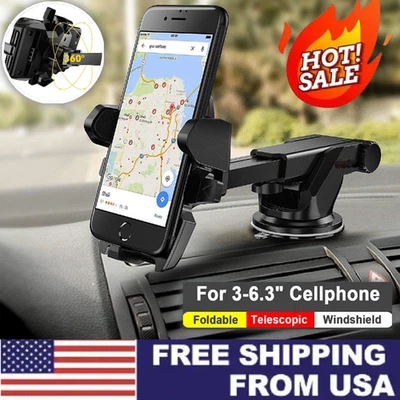 360° Mount Holder Car Stand Windshield For Mobile Cell Phone GPS Universal US - Image 1 of 4