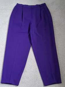 BETTY BARCLAY purple 100% wool high waist vintage trousers size 12 pleated - Picture 1 of 15