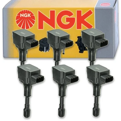 6 катушек зажигания NGK для Nissan GT-R 3,8 л V6 2009-2019 годов выпуска провод свечи зажигания xy - Изображение 1 из 4