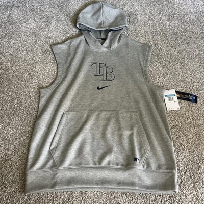 Tampa Bay Rays Nike Gris Jaspeado Colección Auténtica Dri-FIT Sudadera con Capucha Sin Mangas Foto 1 de 4