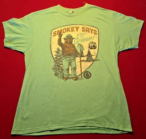 Vintage Smokey The Bear Says "Keep It Green" T Shirt Adult Size Large Tee Optima - Picture 1 of 6