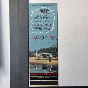 Cessna Three Rivers Michigan 1950s Flying Service Matchbook - Bild 1 von 3