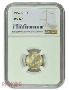1952-S Roosevelt Dime NGC MS 67 - Picture 1 of 3