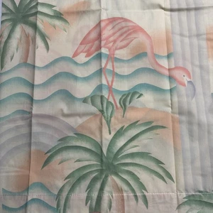 Vintage Cannon Standard Pillowcase Flamingo Tropical Palm Tree Pastel Print NEW - Picture 1 of 6
