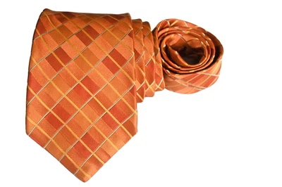 Gravata masculina TED BAKER LARANJA/XADREZ E XADREZ LARGURA: 3,75" COMPRIMENTO: 59" - Imagem 1 de 3