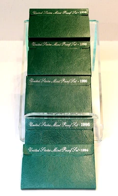 1994-95-(2)-96-98-S Lot of 5 Proof Sets US Mint Original Packaging Box & COA - Image 1 of 4
