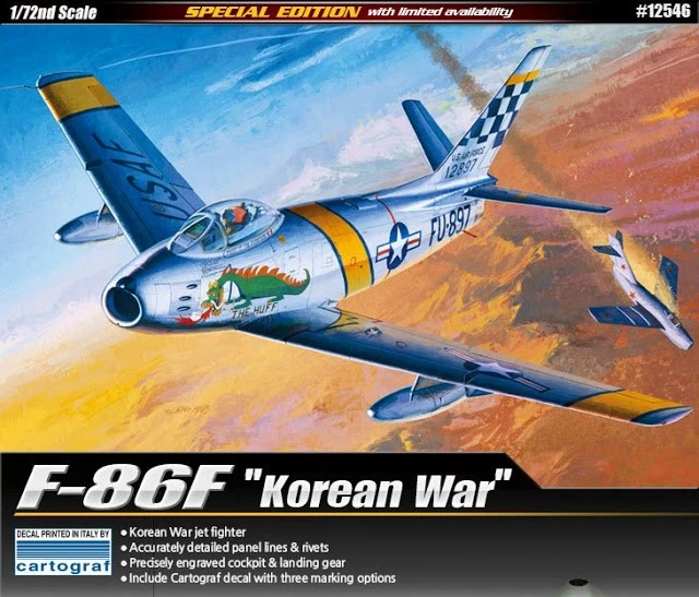 1:72 Academy Usaf F-86F Korean War Kit ACD12546 Modellino - Immagine 1 di 2