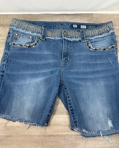 Miss Me Mid Rise Raw Hem Capri Jeans Distressed Strass verziert Gr. 32 - Bild 1 von 9