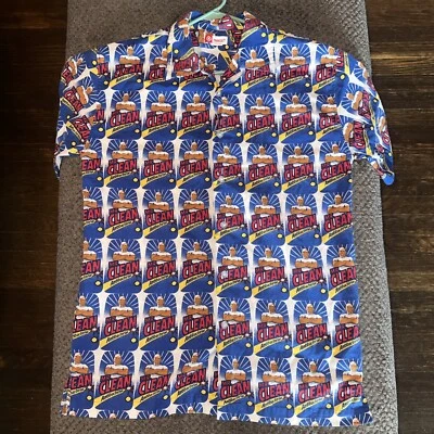 Polo Hawaiano Gráfico Mr. Clean De Colección Objetivo Botón Para Hombre Grande Foto 1 de 4