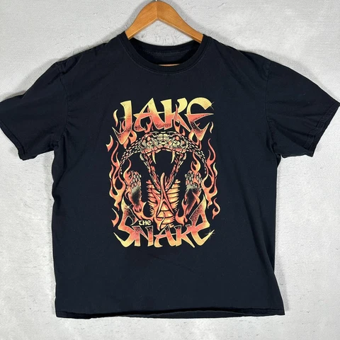Jake the Snake Roberts T-Shirt Black Size Large WWF Classic Cover