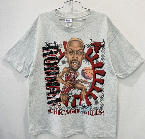 VTG 90s NBA DENNIS RODMAN Chicago Bulls PRO PLAYER CARICATURE T-SHIRT SIZE L Cover