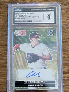 CGC 9 Colson Montgomery 2021 Leaf Pro Set Metal'89 Autographs#PA-CM2 Green Wave - Picture 1 of 3