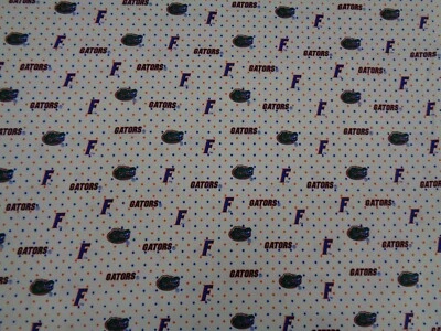 UNIVERSIDAD DE FLORIDA CAIMANES CON TELA DE LUNARES NUEVO 1/2 YARDA 100% ALGODÓN Foto 1 de 4