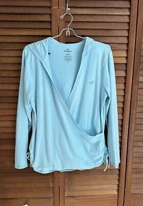 Nordic Track  Women's  Hooded Wrap Pullover Sz L NOTE - Picture 1 of 8
