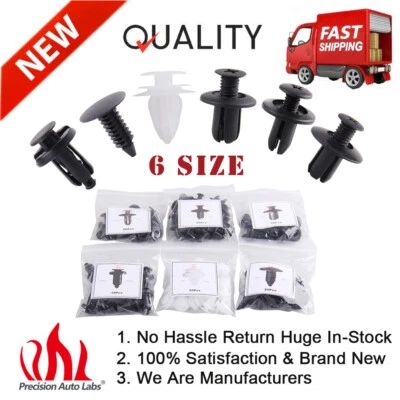 6 Size 100pcs Nylon Bumper Fastener Rivet Clips Fender& Bumper Shield Retainer - Image 1 of 4