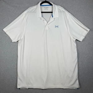 Under Armour Mens 3XL Athletic Pullover Polo Shirt White Heatgear Short Sleeves - Picture 1 of 10