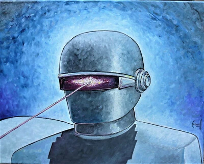 ICONO de película GORT ROBOT nuevo lienzo original 16x20 WOW pintura firmada Crowell  Foto 1 de 4