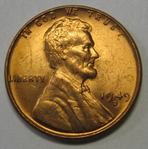 1949-D Lincoln Wheat Cent Beautiful Choice Uncirculated Red Priced Right Cover